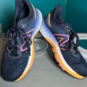 New Balance Navy Blue and Pink Athletic Tennis Shoes with Breathable Mesh